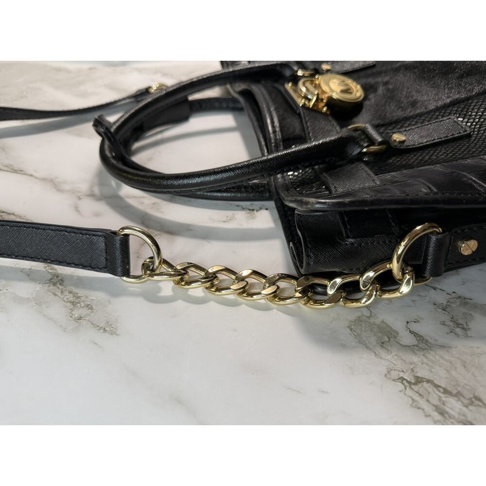 Michael Kors Leather, Python & Croc Embossed Hamilton Satchel Handbag Large - Picture 6 of 16